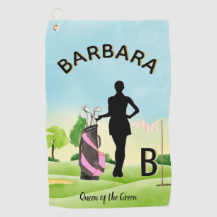 Lady Golfer Golf Course Custom Name 3-D Monogram   Towel