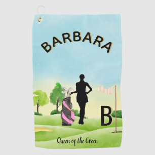 Lady Golfer Golf Course Custom Name 3-D Monogram   Towel