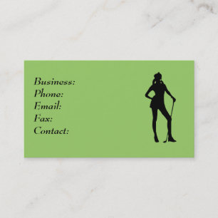 Lady Golfer Green Business Card Template