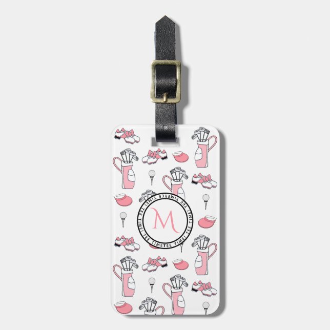 Lady Golfer Personalised Luggage Tag (Front Vertical)