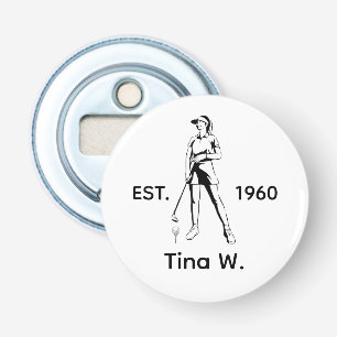 Lady Golfer Personalised name and year Bottle Opener