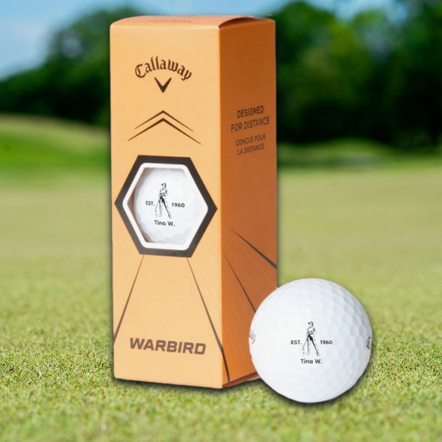 Lady Golfer Personalised name and year  Golf Balls (Creator Uploaded)