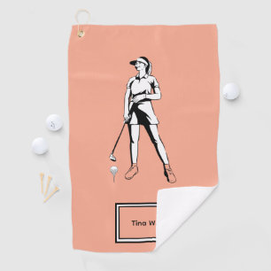 Lady Golfer Personalised name and year Golf Towel