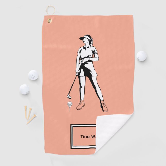 Lady Golfer Personalised name and year Golf Towel (InSitu)