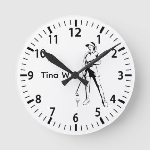 Lady Golfer Personalised name Round Clock