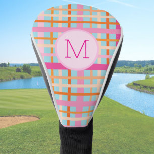 Lady Golfer Pink sage plaid Preppy Custom Ladies Golf Head Cover