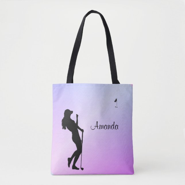 Lady Golfer Purple Personal Tote Bag (Front)