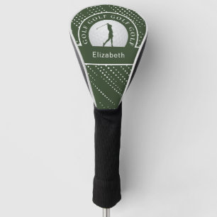 Lady Golfer Silhouette Golf Sports Pattern Green Head Cover