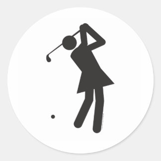 Lady-golfer-T Classic Round Sticker