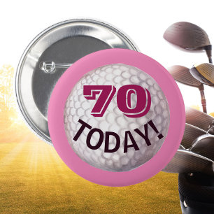 Lady Golfer's birthday golf ball golfing age 70 6 Cm Round Badge