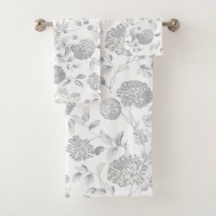 Lady Grey Modern Vintage Botanical Floral Toile Bath Towel Set
