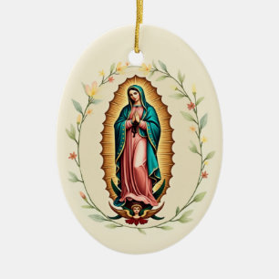 Lady Guadalupe Feast Spanish Virgen de Guadalupe Ceramic Tree Decoration