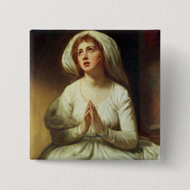 Lady Hamilton Praying 15 Cm Square Badge (Front)