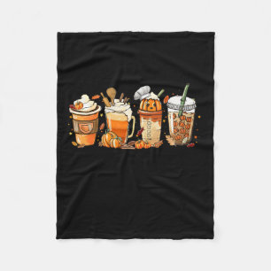 Lady Happy Fall Coffee Pumpkin Latte Thanksgiving Fleece Blanket