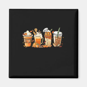 Lady Happy Fall Coffee Pumpkin Latte Thanksgiving Magnet