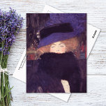Lady Hat Feather Boa Gustav Klimt Postcard<br><div class="desc">A fine art postcard with the painting by the Austrian artist Gustav Klimt (1862-1918),  Lady with Hat and Feather Boa (1909). An enchanting portrait of a fashionable woman with a purple hat with a feather and black ribbon.</div>