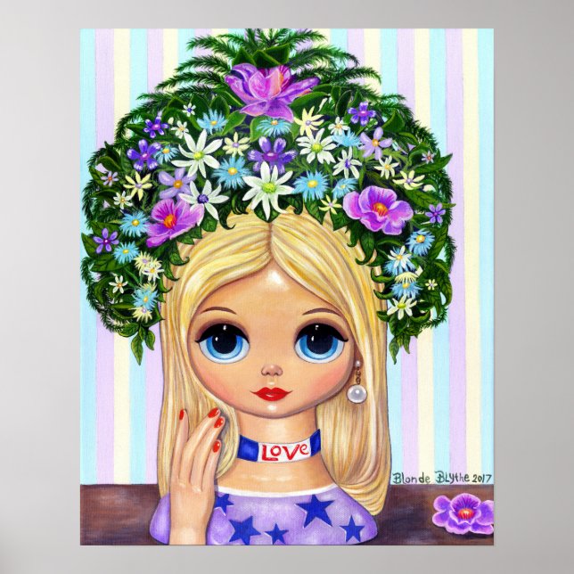 Lady Head Vase Love 1960s Blythe Flower Child Poster (Front)