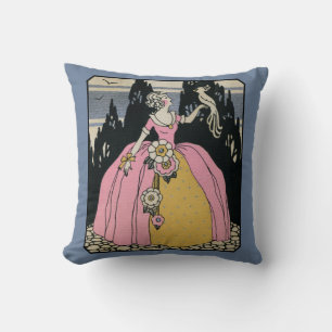 Lady Holding a Bird, Vintage Victorian Cushion