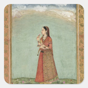 Lady holding a bowl of roses, from the Small Clive Square Sticker