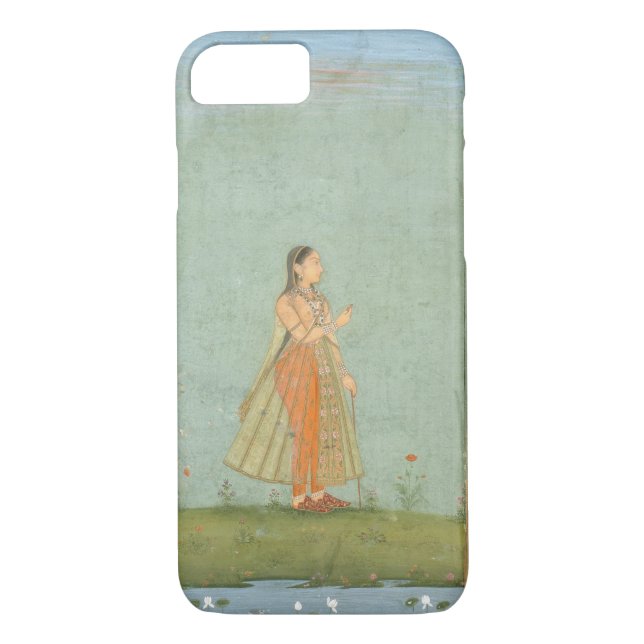 Lady holding a flower, standing by a lily pond, fr Case-Mate iPhone case (Back)