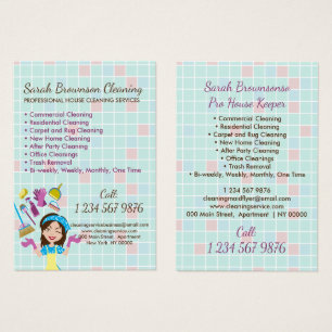 Lady HouseKeeper Janitorial Cleaning Display Cards