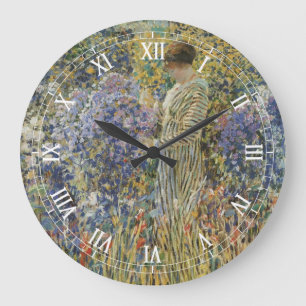 Lady in a Garden by Frederick Frieseke, Fine Art Large Clock