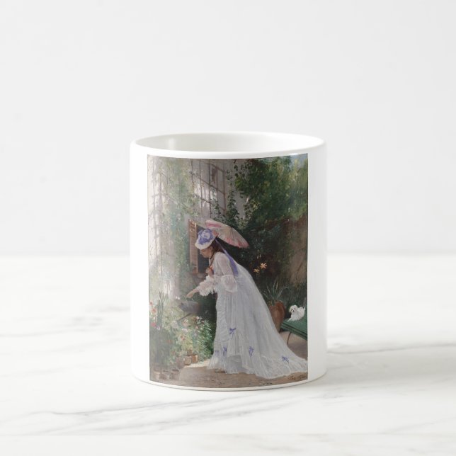 Lady in a Garden Caring For Her Flowers With Love Coffee Mug (Center)