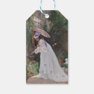 Lady in a Garden Caring For Her Flowers With Love Gift Tags