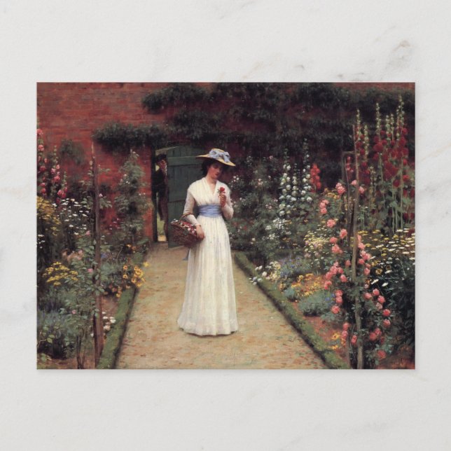 Lady in a Garden Oil Painting Postcard (Front)