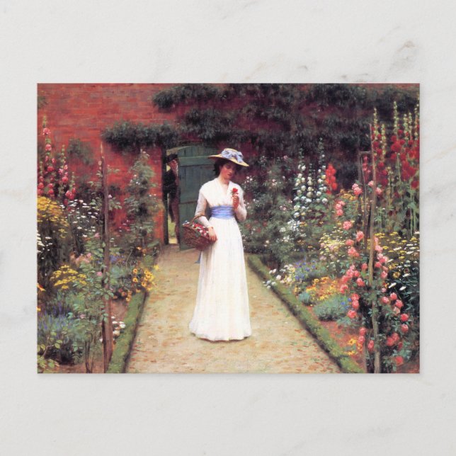 Lady in a Garden Postcard (Front)