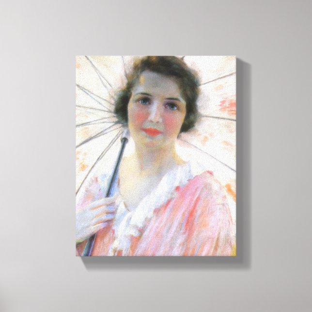 Lady in a Pink Dress with a Parasol (Robert Reid) Canvas Print (Front)