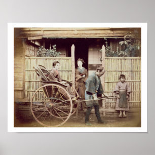 Lady in a rickshaw, c.1890s (coloured photo) poster
