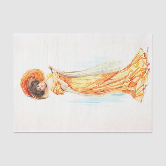 Lady in a yellow dress, Decoupage Tissue Paper (Front)