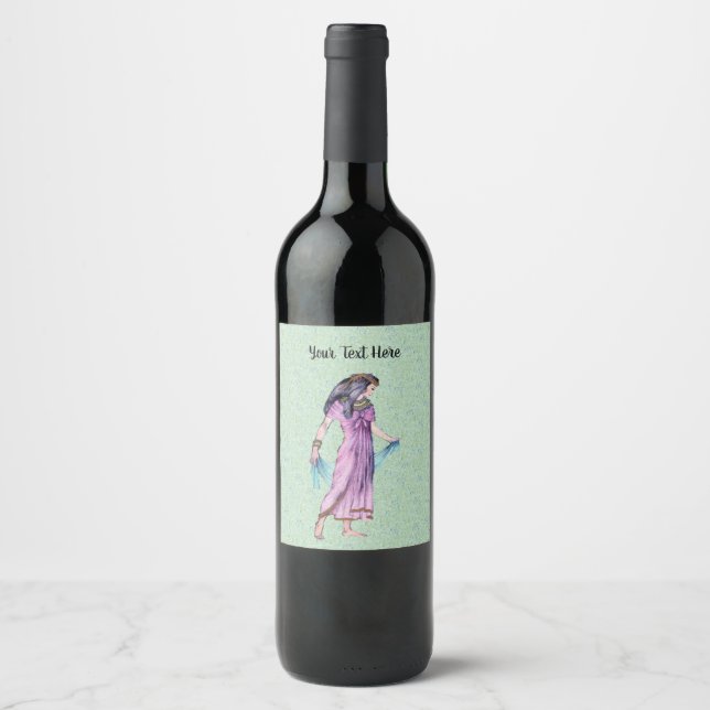 Lady in Ancient Egyptian Clothing Holding Scarf Wine Label (Front)