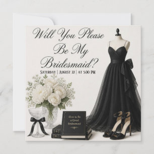 Lady In Black Bridesmaid Proposal Card