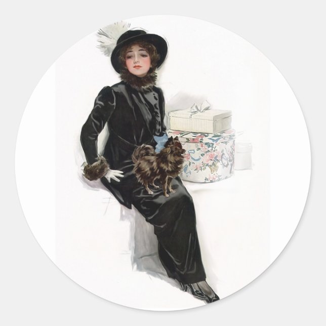 Lady in Black Classic Round Sticker (Front)