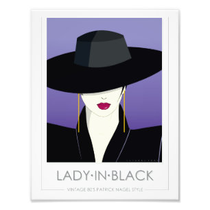 Lady In Black - in style of 80's Patrick Nagel Photo Print