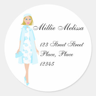 Lady In Blue Classic Round Sticker