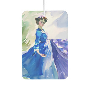Lady in Blue Dress - Watercolor Painting Car Air Freshener