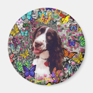Lady in Butterflies  - Brittany Spaniel Dog Magnet