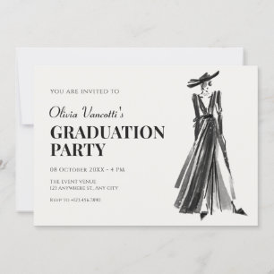 Lady in Elegant Gown fashion graduation  Invitation