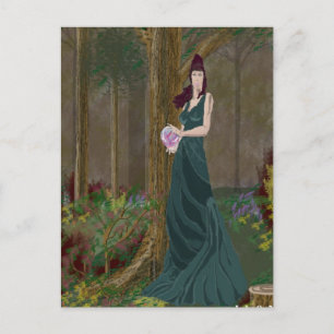 Lady in Forrest Green Dress Postcard