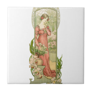 Lady in greenhouse tile