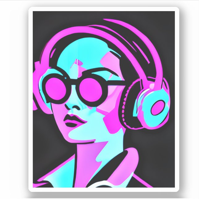 Lady in Headphones Jamming to Music (Front)