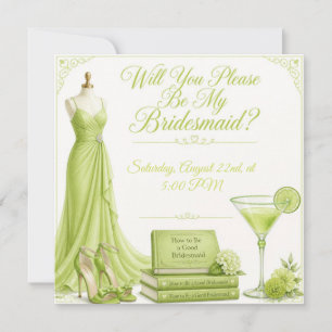 Lady In Lime Green Bridesmaid Proposal Card