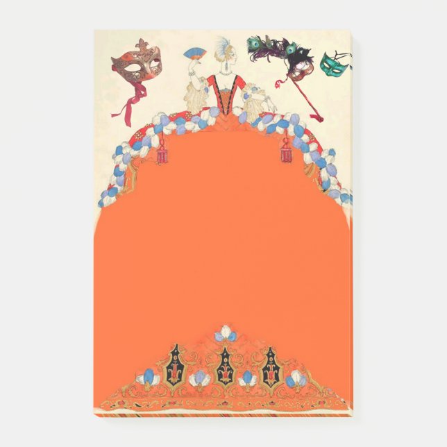 LADY IN ORANGE Mardi Gras Masquerade Ball Masks Post-it Notes (Front)