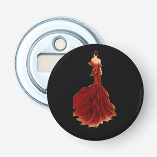 Lady in Red Button Bottle Opener
