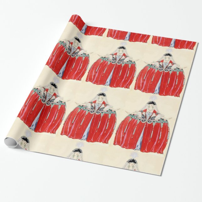 LADY IN RED FASHION COSTUME DESIGNER MAKEUP ARTIST WRAPPING PAPER (Unrolled)