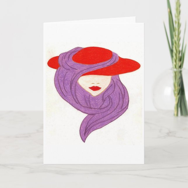 lady in red hat card (Front)