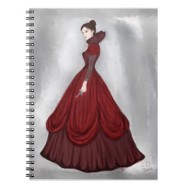 Lady In Red Poster bigger Postcard Playing Cards Notebook (Front)